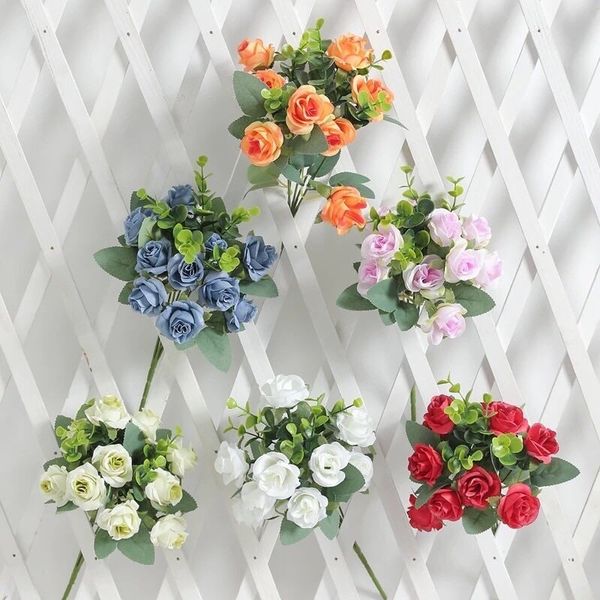 Cành HOA HỒNG xoăn 7 nhánh , Hoa giả trang trí nhà cửa , Hoa giả Decor , Hoa giả để bàn.
