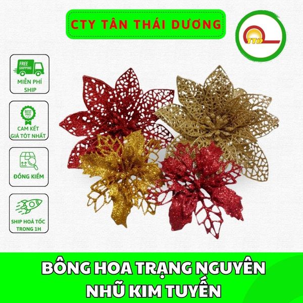 BÔNG HOA TRẠNG NGUYÊN NHŨ KIM TUYẾN - CÁNH LƯỚI - TRANG TRÍ GIỎ QUÀ, LỄ TẾT