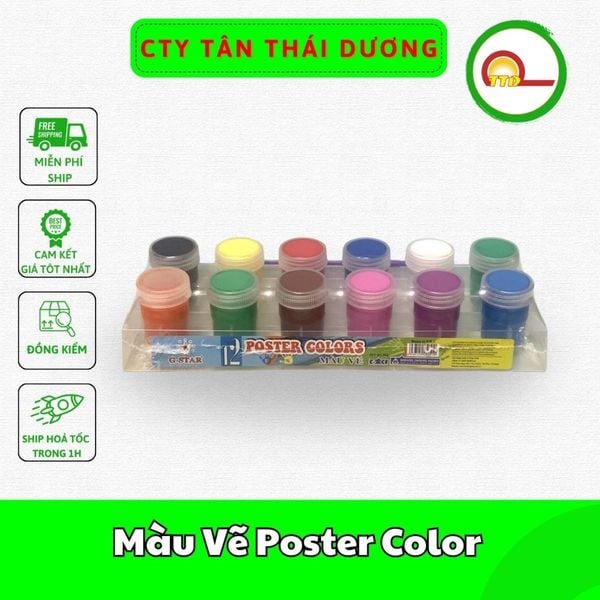 Màu Vẽ Poster Color - Tặng kèm cọ vẽ