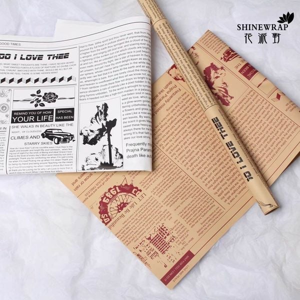 20 Tờ Giấy Gói Hoa Mica - HỌA TIẾT GIẤY BÁO - Loại Đẹp , Dày Dặn - Gói Hoa Cực Sang - GIẤY GÓI HOA MIKA