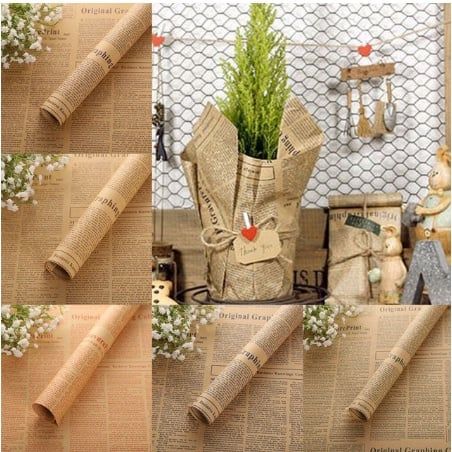 Giấy Gói Hoa -Giấy Gói Quà Vintage . SIZE LỚN.  Họa Tiết Tờ Báo Cũ Cổ Điển 50x70cm