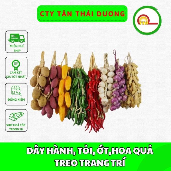 DÂY HÀNH, TỎI, ỚT,HOA QUẢ TREO TRANG TRÍ - GIỐNG NHƯ THẬT 99%