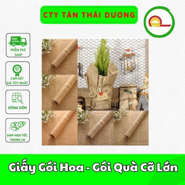 Giấy Gói Hoa -Giấy Gói Quà Vintage . SIZE LỚN.  Họa Tiết Tờ Báo Cũ Cổ Điển 50x70cm