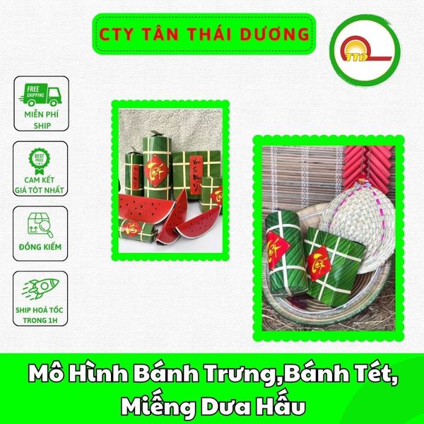 Mô Hình Bánh Trưng,Bánh Tét, Miếng Dưa Hấu Trang Trí Tết 2024