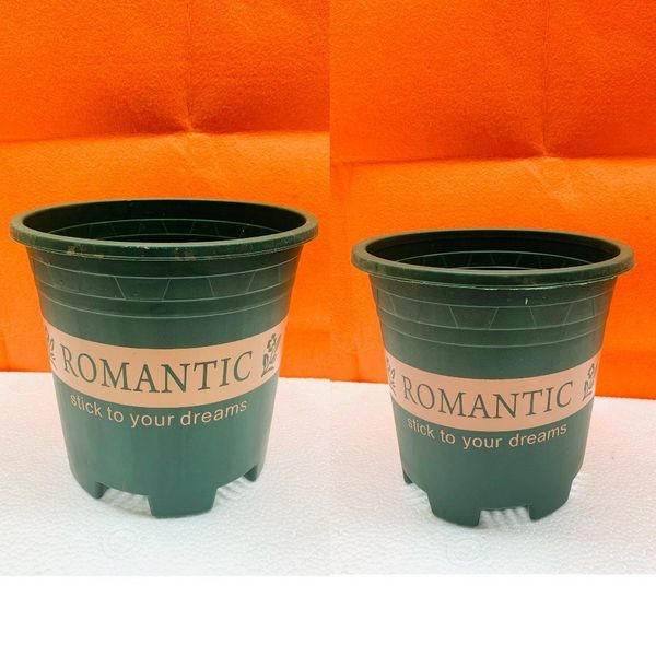 (Loại dày) Chậu trồng cây - Chậu trồng cây nhựa in chữ Romantic - Chậu trồng hoa - Trang trí nhà cửa