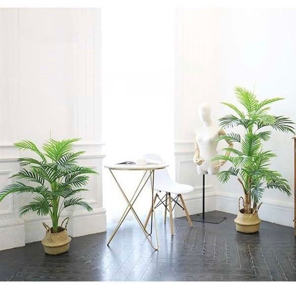 Cây giả - Cây dừa giả -  gốc bằng gỗ , 3 thân , trang trí phòng khách, decor trang trí nhà hàng, quán cà phê cực đẹp