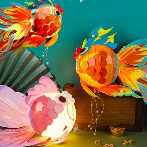 Đèn lồng Trung Thu - Đèn lồng con cá nhiều màu, kèm phụ kiện - Trang trí cực đẹp