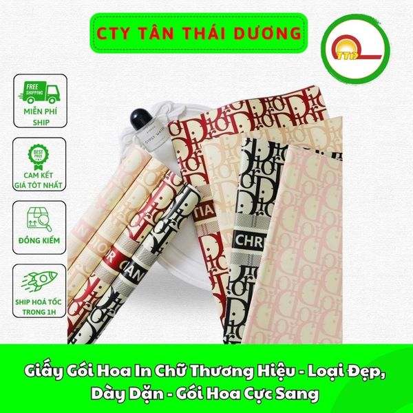 Giấy Gói Hoa , Giấy Gói Quà ,  In Chữ Thương Hiệu - Loại Đẹp, Dày Dặn - Gói Hoa Cực Sang