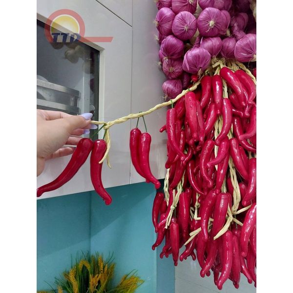 DÂY HÀNH, TỎI, ỚT,HOA QUẢ TREO TRANG TRÍ - GIỐNG NHƯ THẬT 99%
