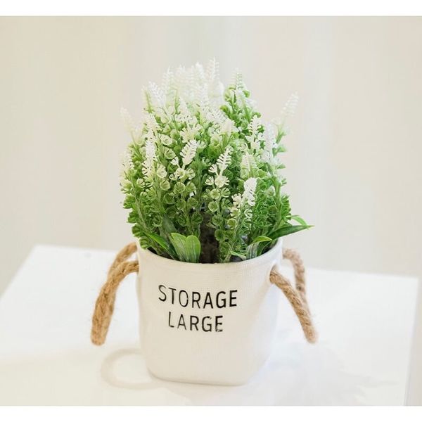 Chậu hoa - Chậu hoa oải hương có quai cao cấp - Chậu hoa giả để bàn, Decor trang trí cực đẹp