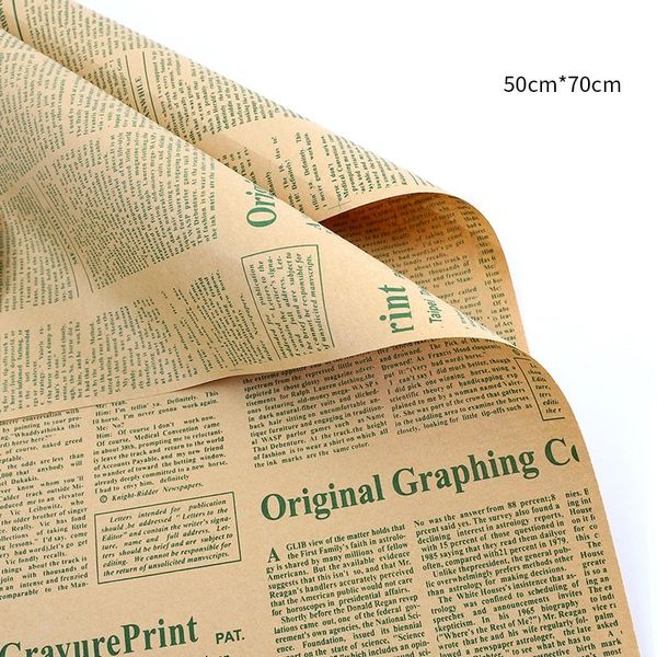 Giấy Gói Hoa -Giấy Gói Quà Vintage . SIZE LỚN.  Họa Tiết Tờ Báo Cũ Cổ Điển 50x70cm