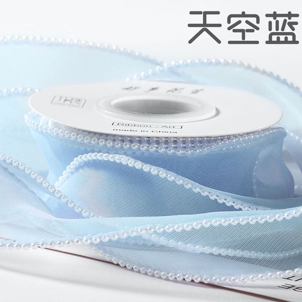 Ruy băng Voan Sóng Viền Ngọc Hàn Quốc Loại Đẹp bản 4Cm