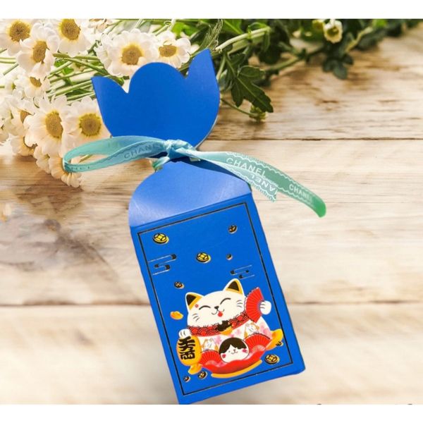 Vỏ Hộp Kẹo Nơ .Vỏ Hộp Mèo Thần Tài . Đựng Bánh Kẹo . Trang Trí Hộp Quà Tết Sang Trọng