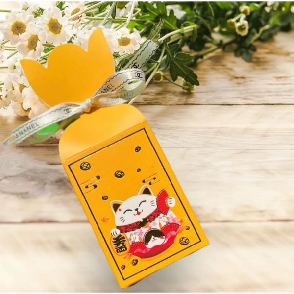 Vỏ Hộp Kẹo Nơ .Vỏ Hộp Mèo Thần Tài . Đựng Bánh Kẹo . Trang Trí Hộp Quà Tết Sang Trọng