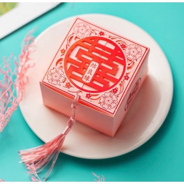 Vỏ hộp đựng bánh kẹo chữ Hỷ dùng trong tiệc cưới siêu đẹp