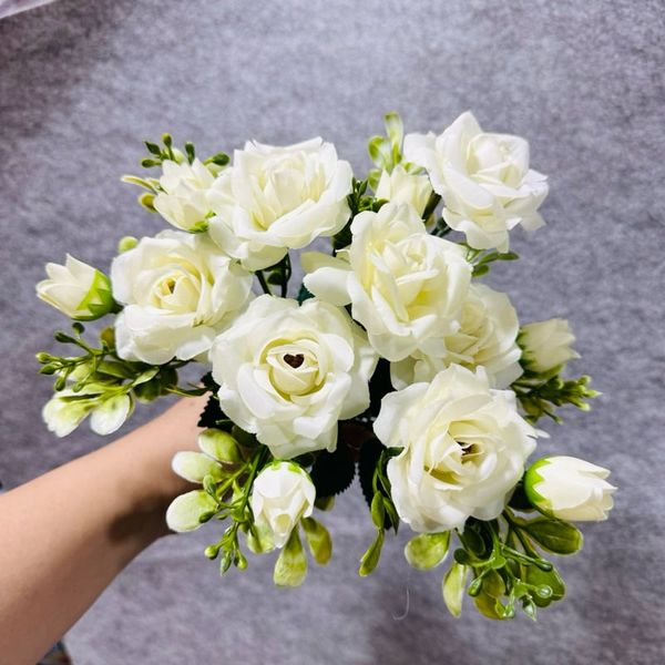 Cành HOA HỒNG xoăn 7 nhánh , Hoa giả trang trí nhà cửa , Hoa giả Decor , Hoa giả để bàn.