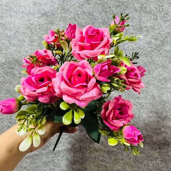 Cành HOA HỒNG xoăn 7 nhánh , Hoa giả trang trí nhà cửa , Hoa giả Decor , Hoa giả để bàn.
