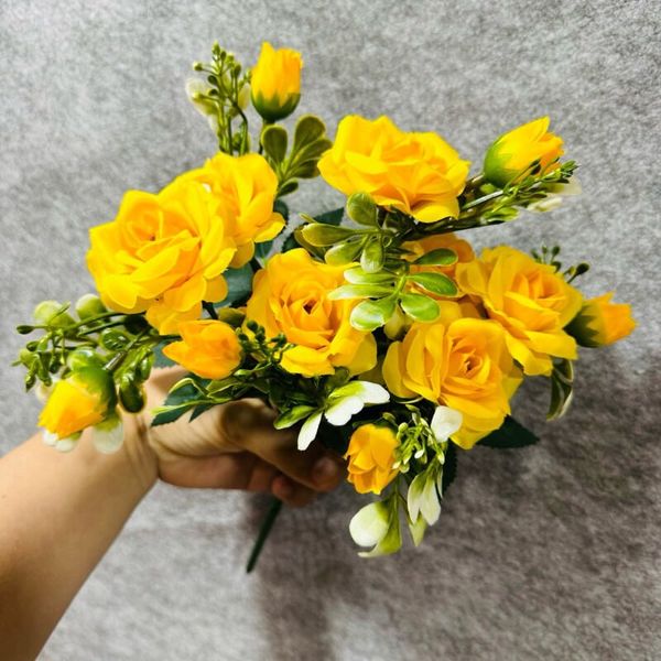 Cành HOA HỒNG xoăn 7 nhánh , Hoa giả trang trí nhà cửa , Hoa giả Decor , Hoa giả để bàn.