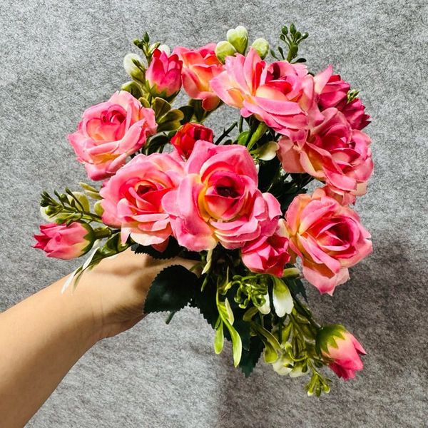 Cành HOA HỒNG xoăn 7 nhánh , Hoa giả trang trí nhà cửa , Hoa giả Decor , Hoa giả để bàn.