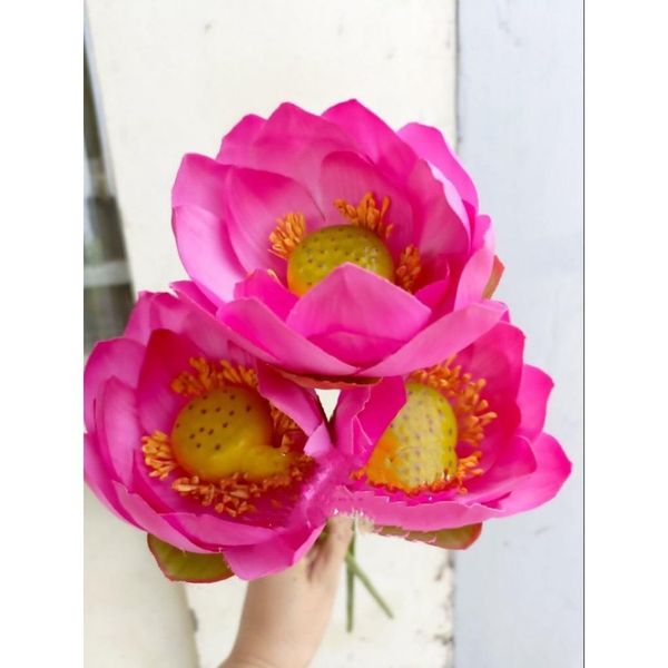 HOA SEN GIẢ , hoa giả , Hoa Sen Bách Diệp Quan Âm - Bông Sen Chất Liệu Lụa Đẹp Cao Cấp