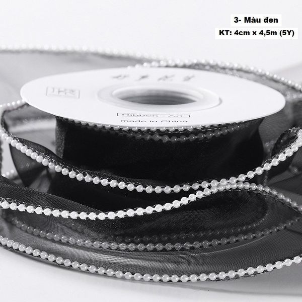 Ruy băng Voan Sóng Viền Ngọc Hàn Quốc Loại Đẹp bản 4Cm