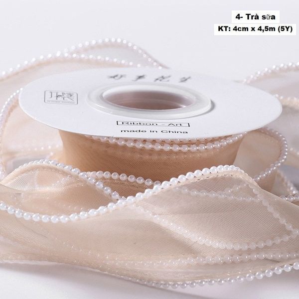Ruy băng Voan Sóng Viền Ngọc Hàn Quốc Loại Đẹp bản 4Cm