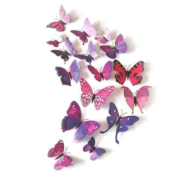 Set 12 con bươm bướm 3D dán tường, decor chụp ảnh, trang trí nhà cửa, trang trí bó hoa siêu đẹp