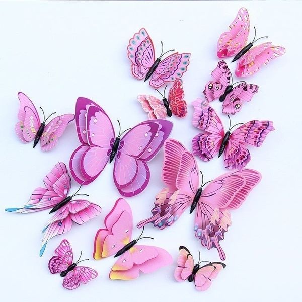 Set 12 con bươm bướm 3D dán tường, decor chụp ảnh, trang trí nhà cửa, trang trí bó hoa siêu đẹp