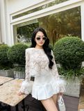  Set Váy Áo Ren Tay Phối Lông Vũ S720 