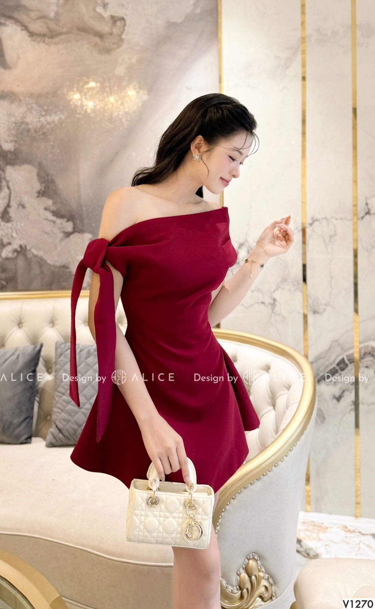  Váy Chất Chéo Rubi Lót Lụa V1270 