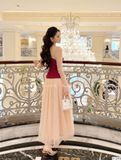  Váy Chất Chéo Rubi Phối Lưới V1295 