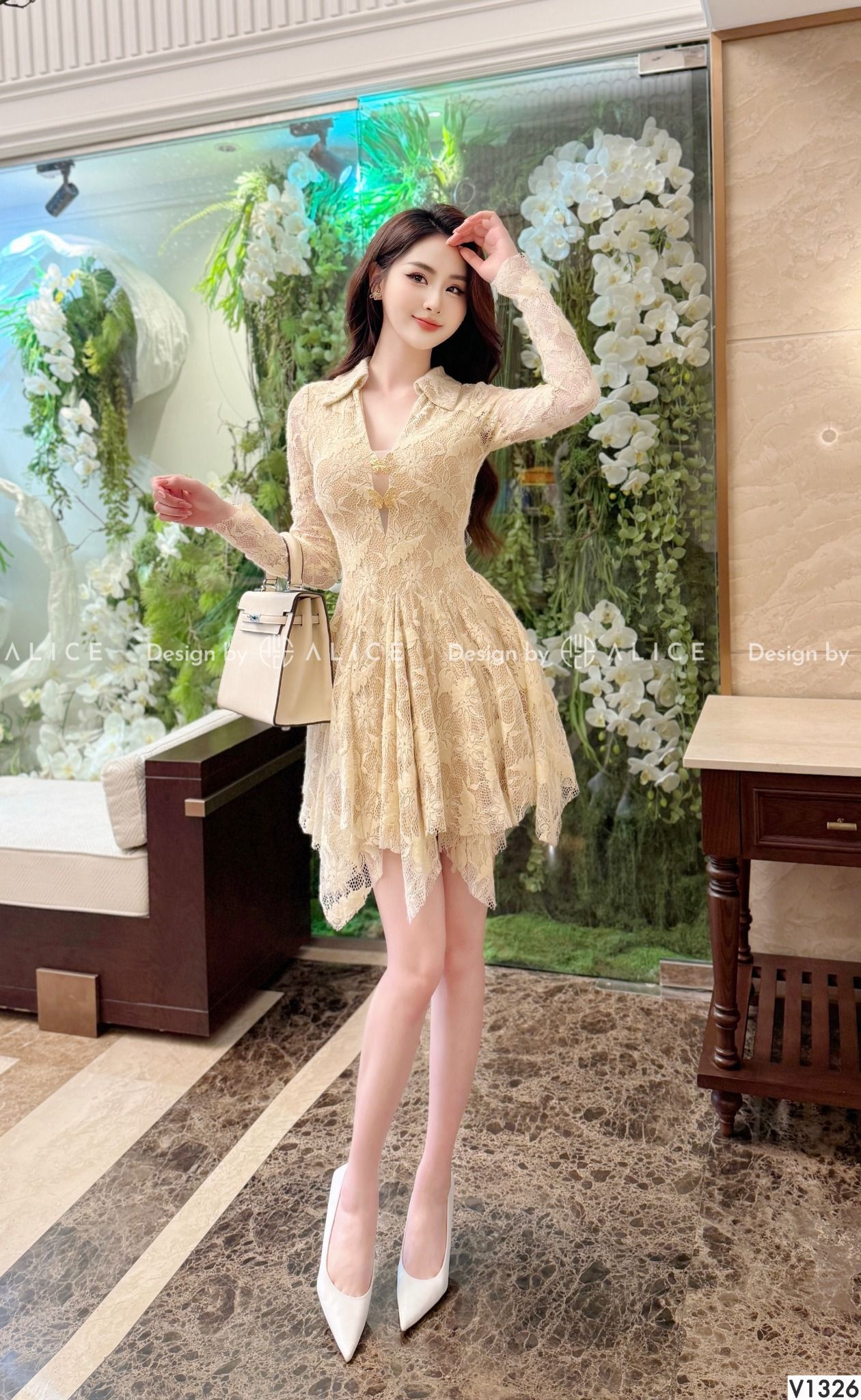  Váy Ren Xếp Ly Sang Chảnh V1326 