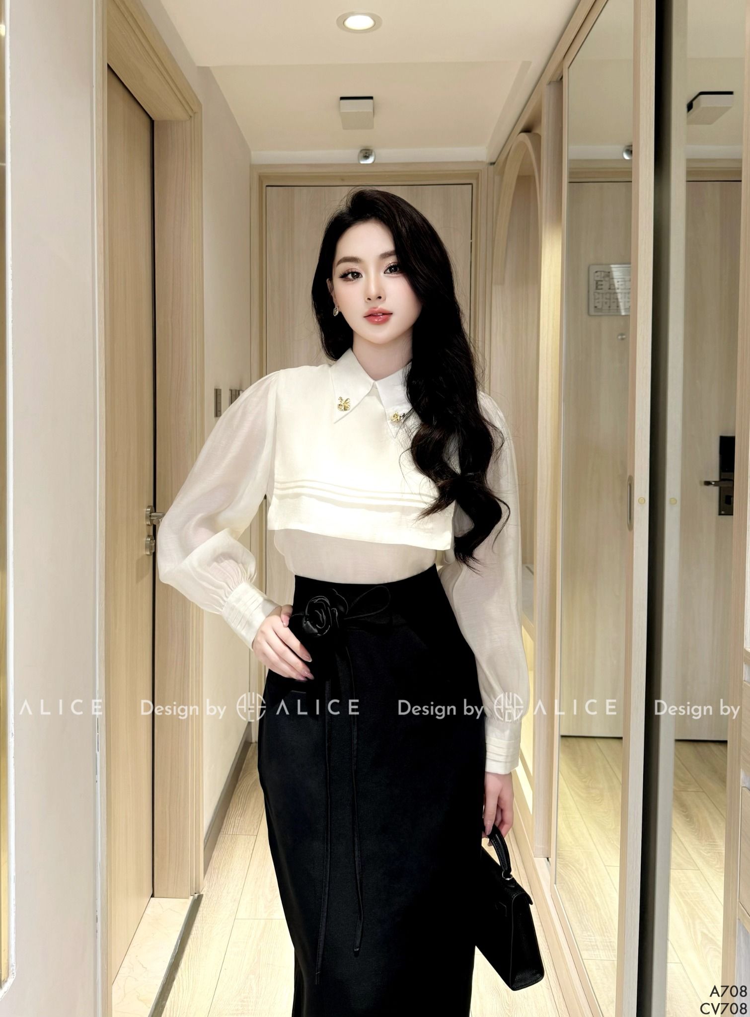  Set Áo Chân Váy Tơ Óng S708 