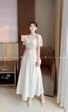  Set Áo Chất Ren Chân Váy Chất Tơ Nhăn S871 