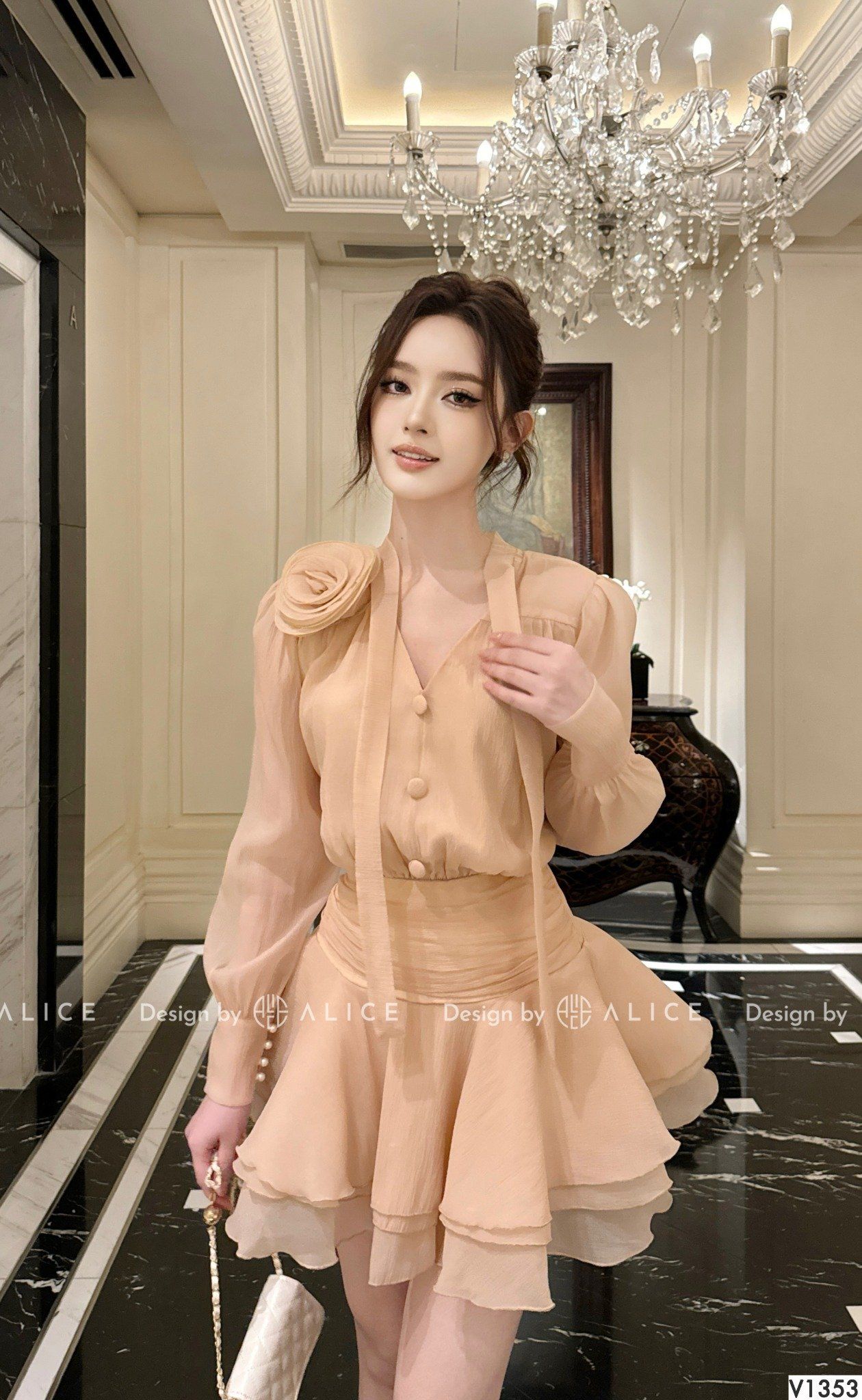  Váy Chất Tơ Xốp Lót Lụa V1353 