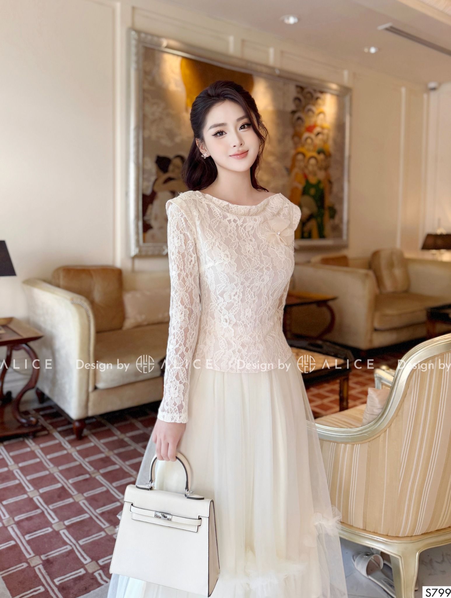  Set Váy Áo Chất Ren S799 