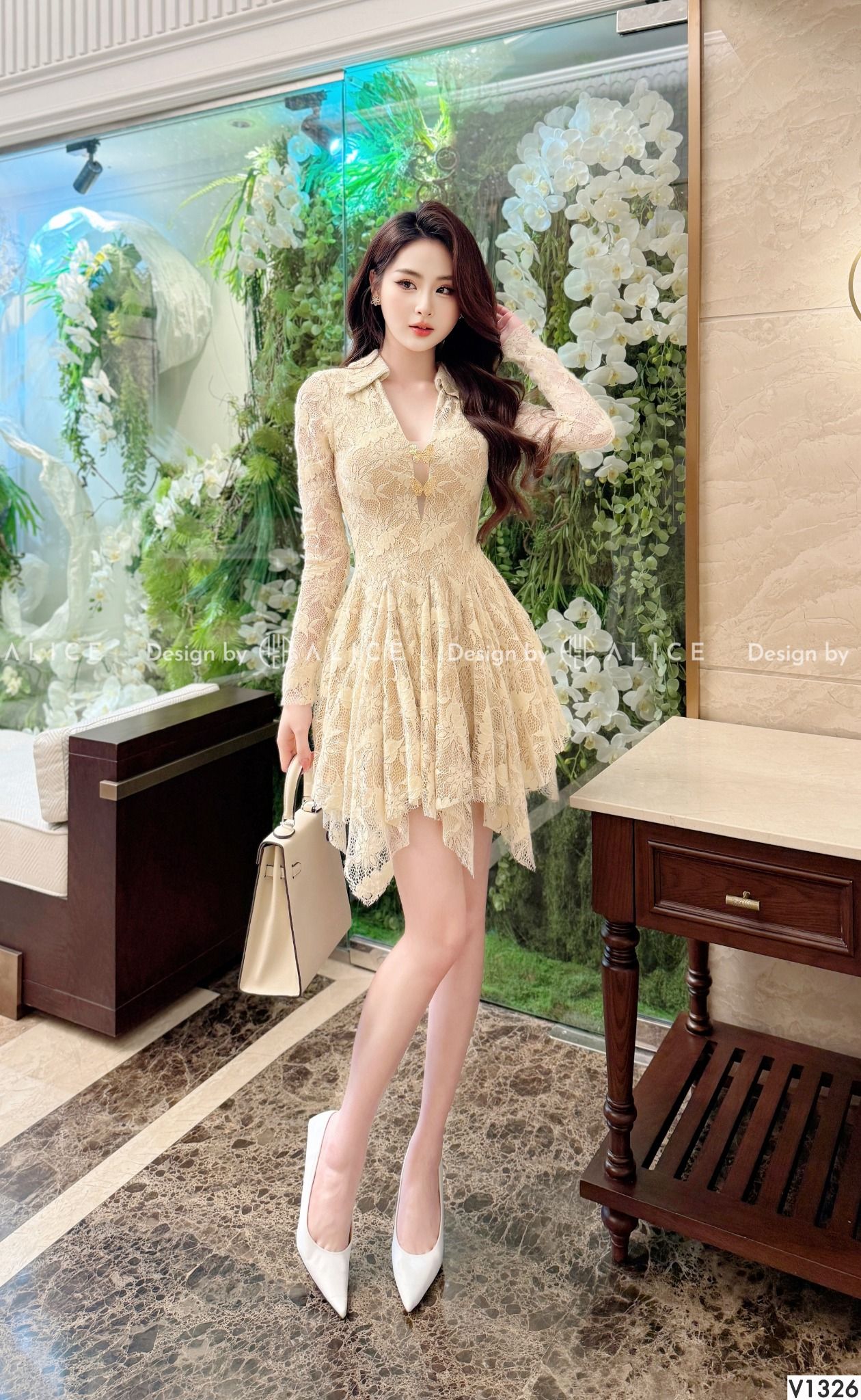  Váy Ren Xếp Ly Sang Chảnh V1326 