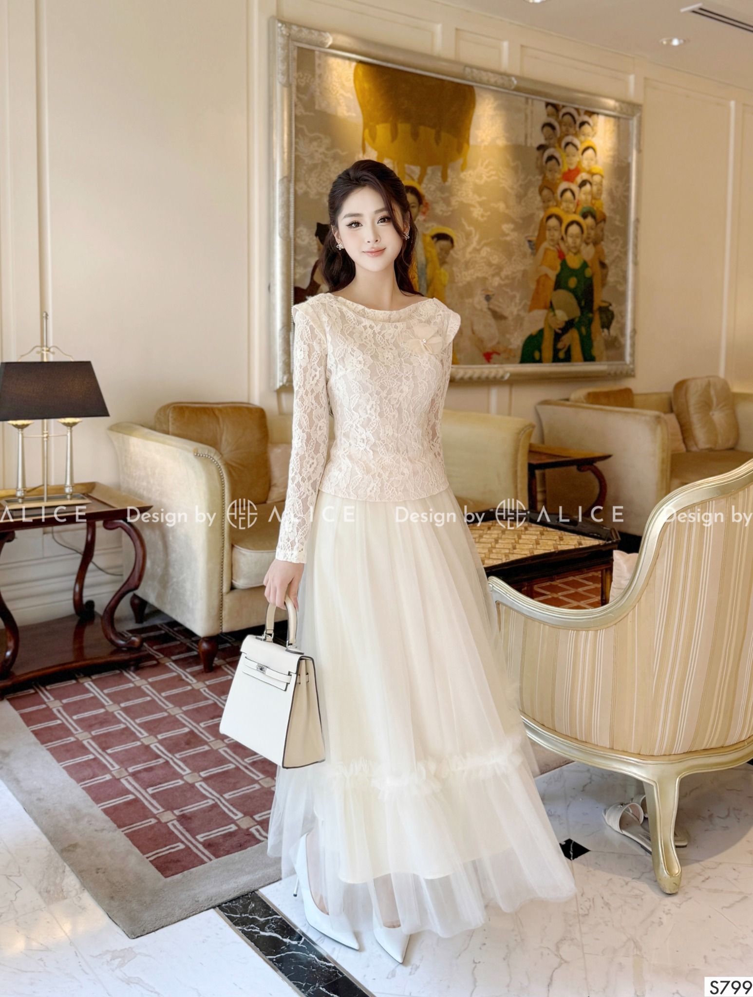  Set Váy Áo Chất Ren S799 