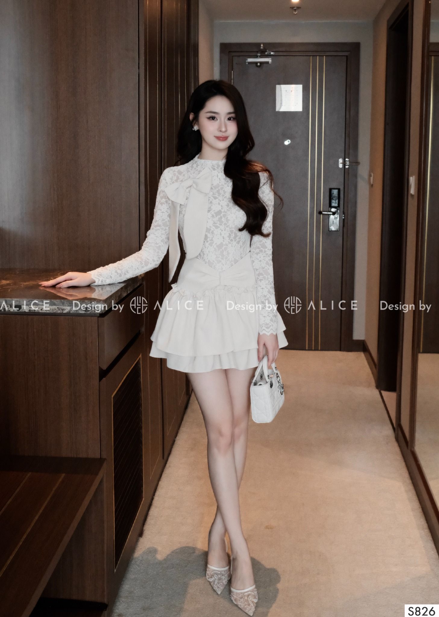  Set Váy Áo Chất Ren Lót Lưới S826 