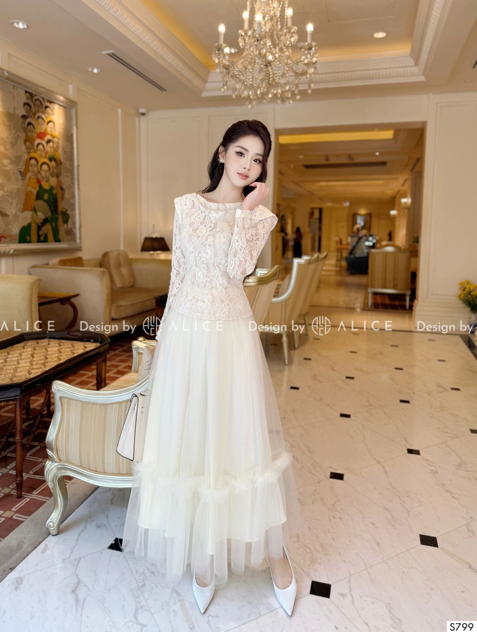  Set Váy Áo Chất Ren S799 