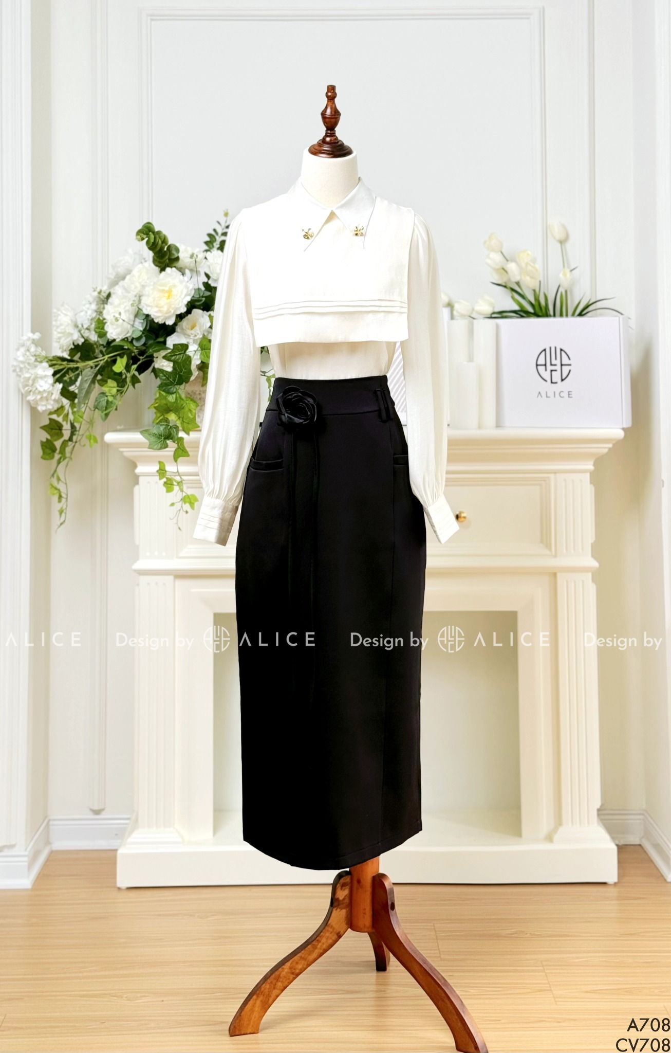  Set Áo Chân Váy Tơ Óng S708 