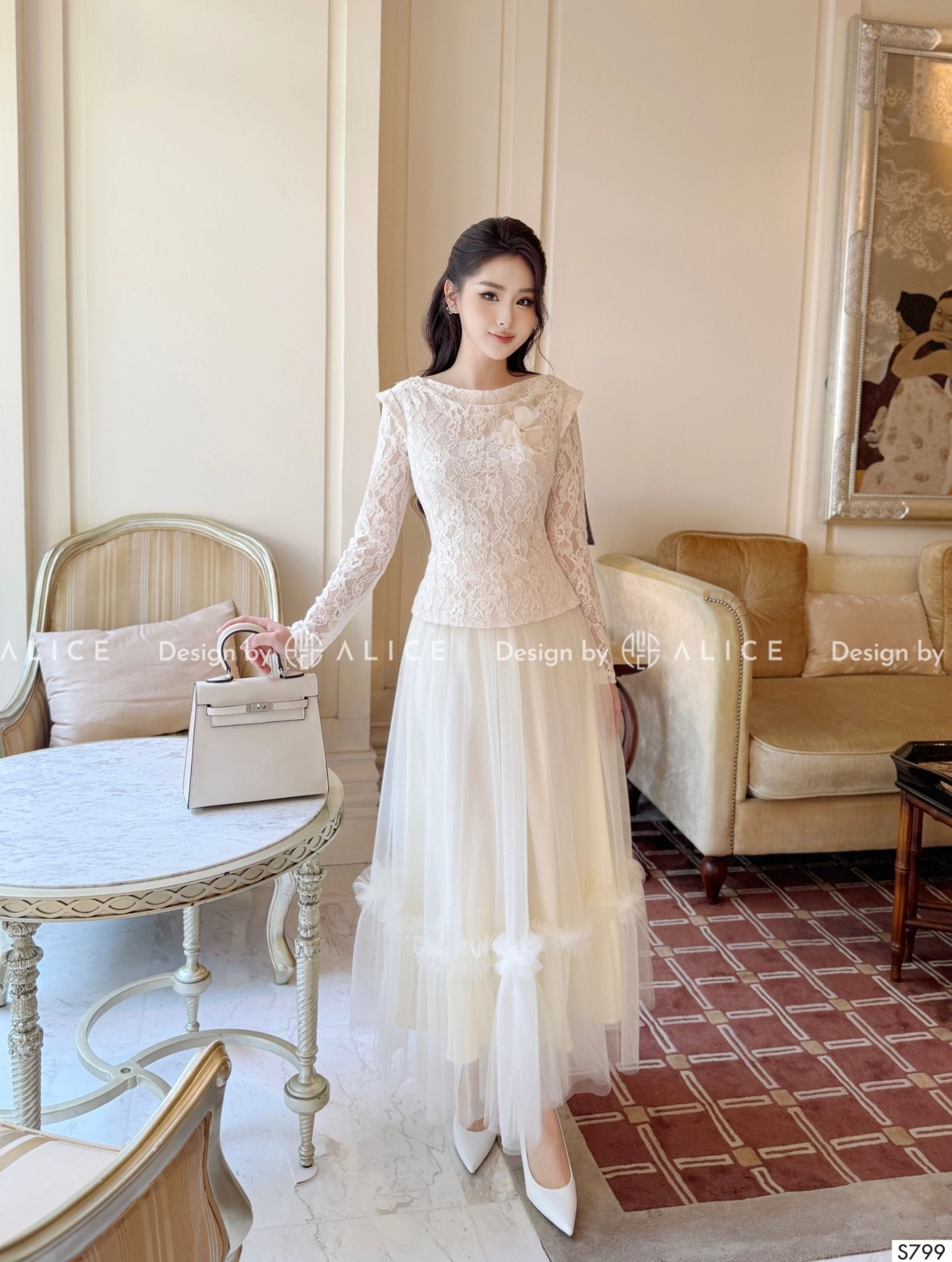  Set Váy Áo Chất Ren S799 