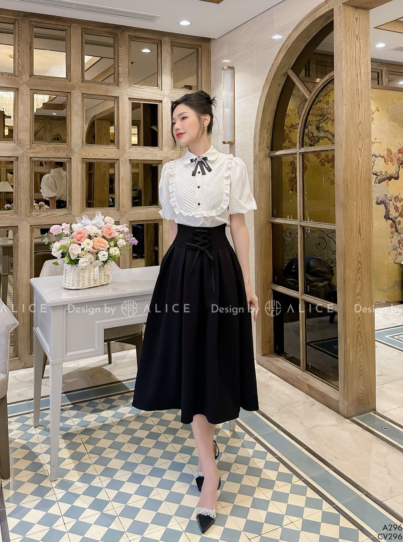  Set Áo Sơ Mi Chân Váy Dài S296 