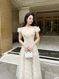  Váy Ren Tiểu Thư Trễ Vai Phối Lưới V1244 