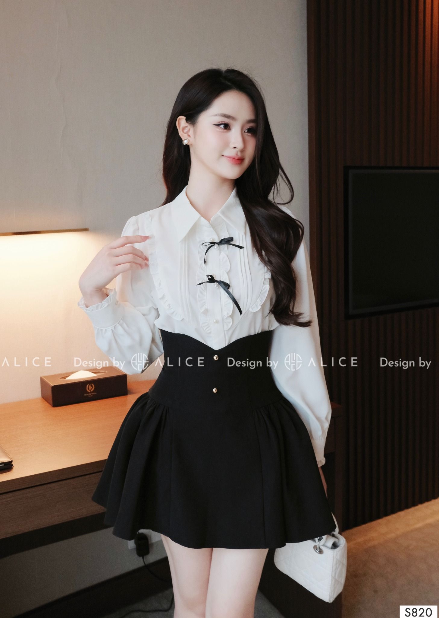  Set Váy Tiểu Thư Chất Tơ Tằm Hàn S820 