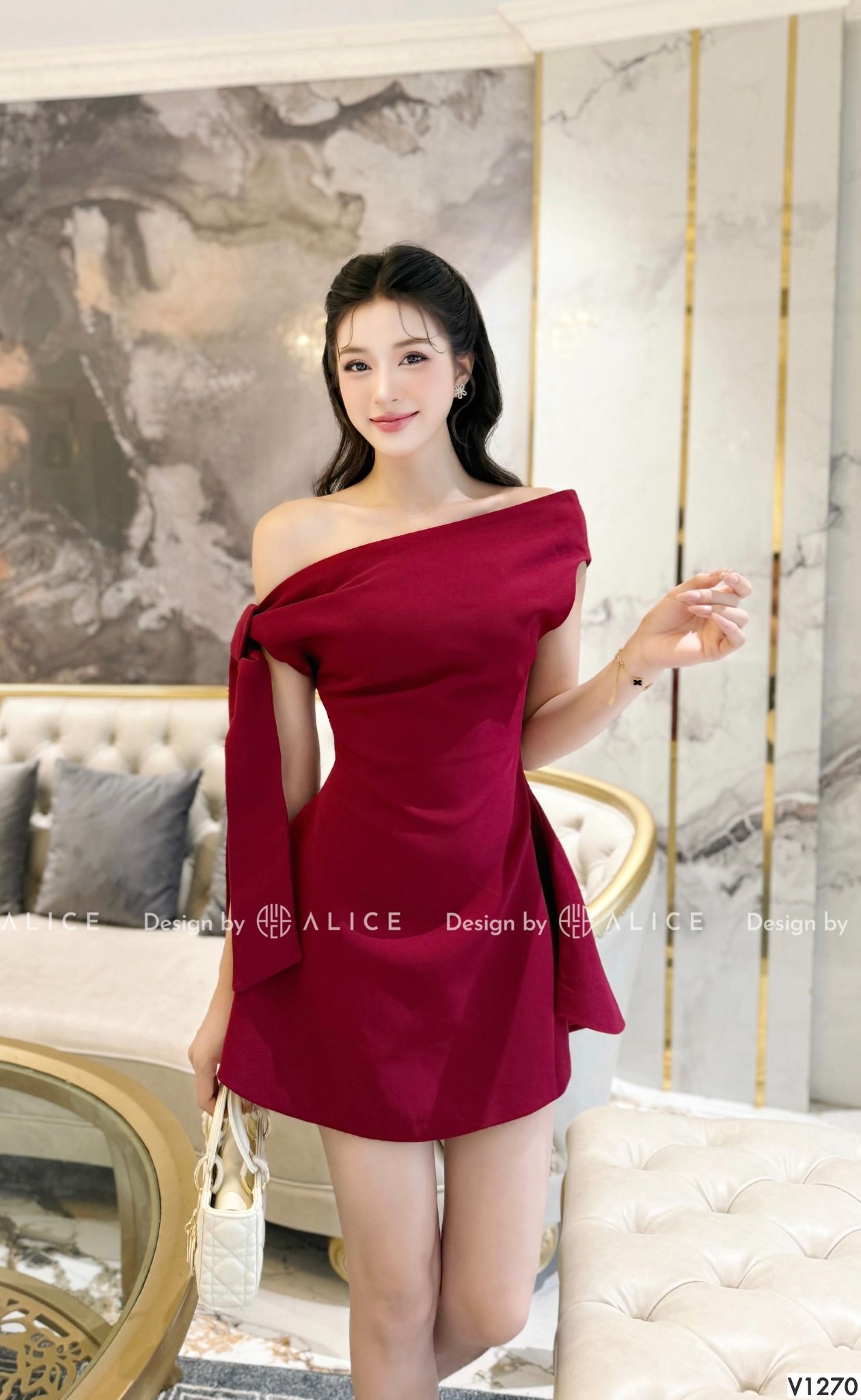  Váy Chất Chéo Rubi Lót Lụa V1270 