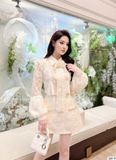  Set Áo Chân Váy Chất Ren Hoa Nổi S819 