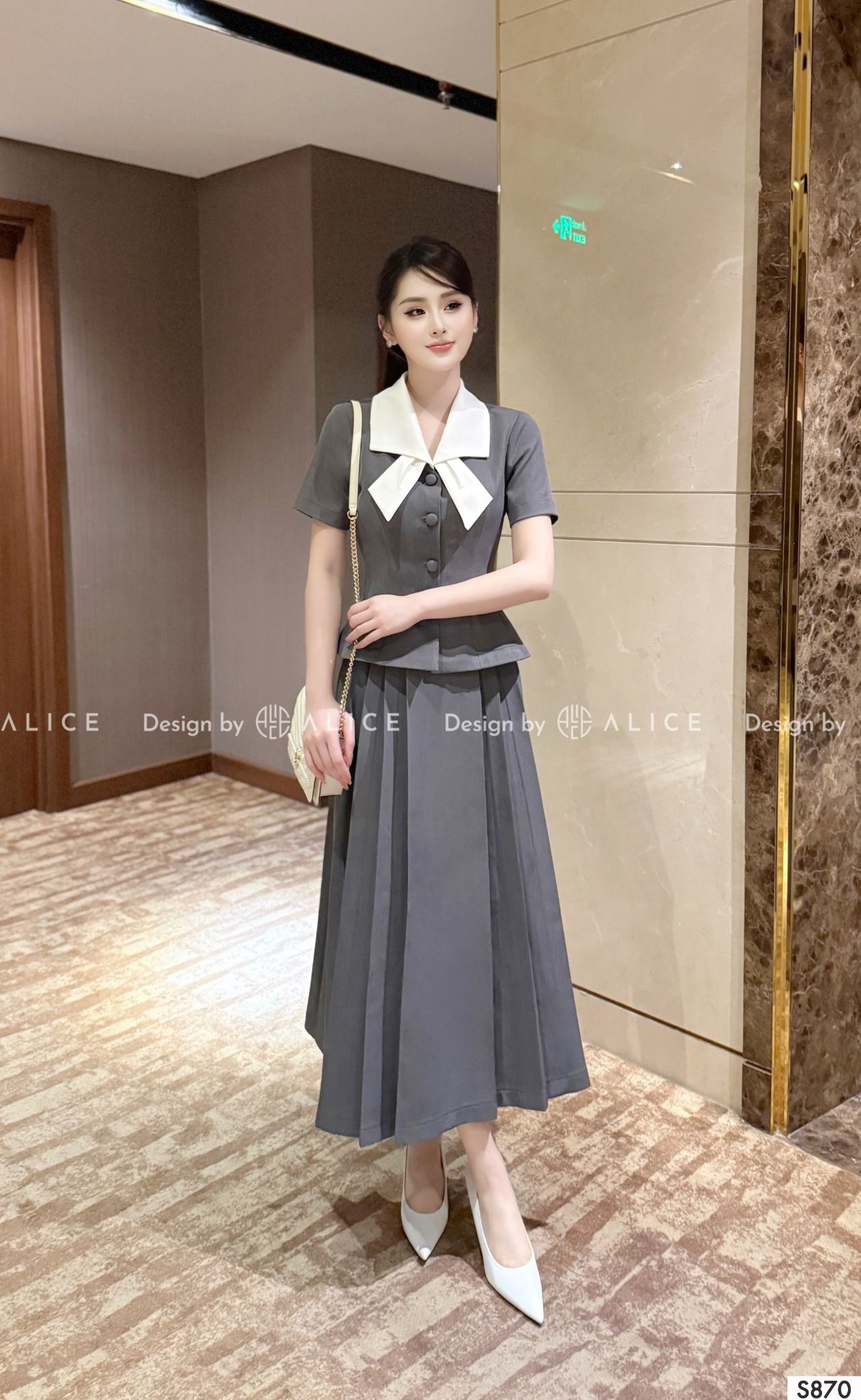  Set Váy Áo Chất Chéo Rubi Ép Mùng S870 