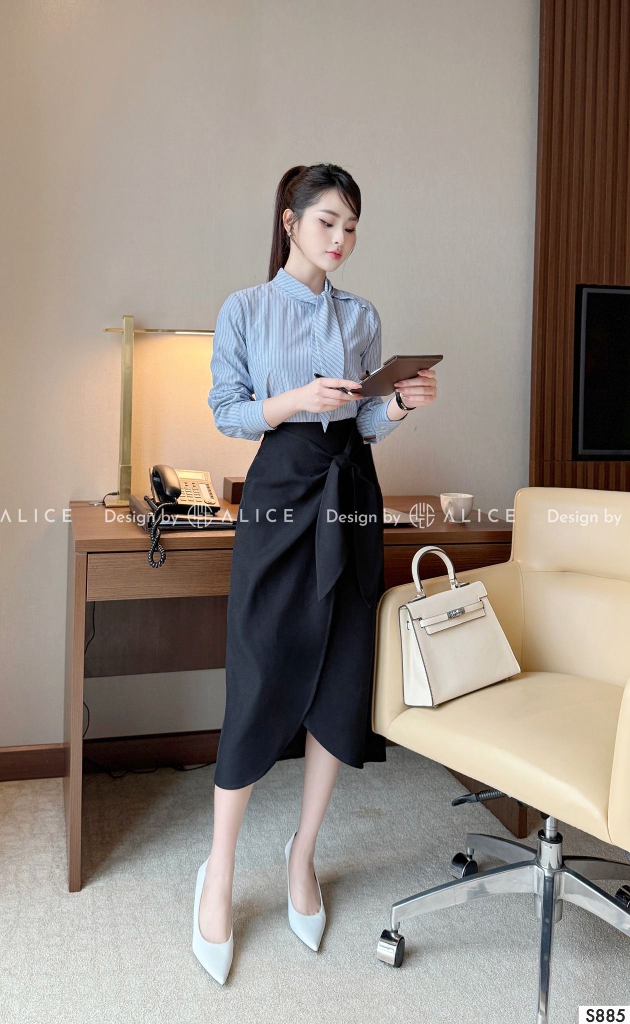  Set Áo Váy Chất Thô Mềm, Chân Váy Chéo Ý Ép Mùng Dày Dặn S885 