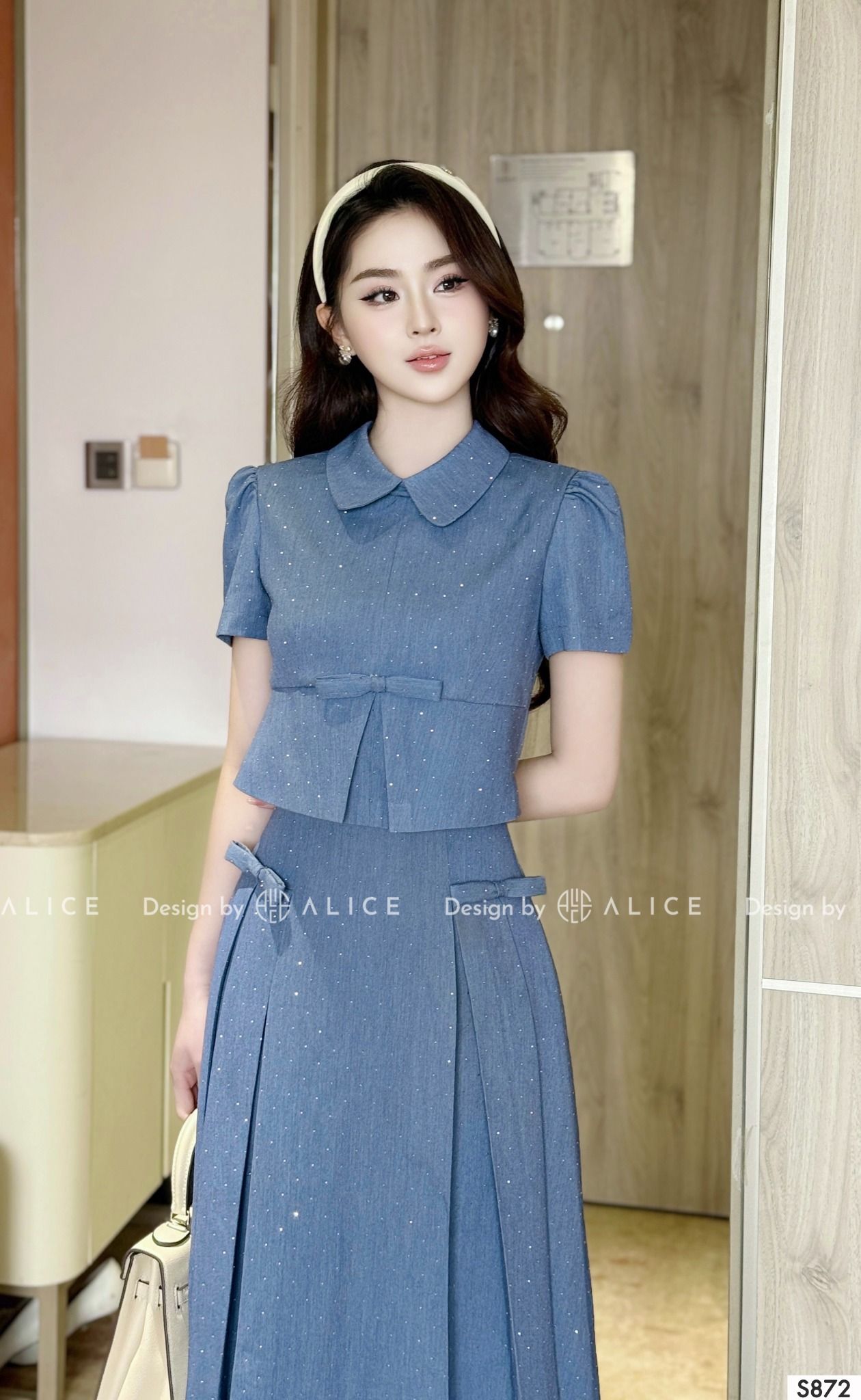 Set Váy Áo Chất Chéo Hàn Đính Đá S872 